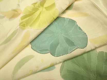 平和屋着物▽上質な小紋　単衣　草花文　地紋起こし　正絹　逸品　DABE9533du