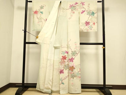 平和屋着物■訪問着 刺繍 草葉文 金銀糸 正絹 逸品 DABE9542du