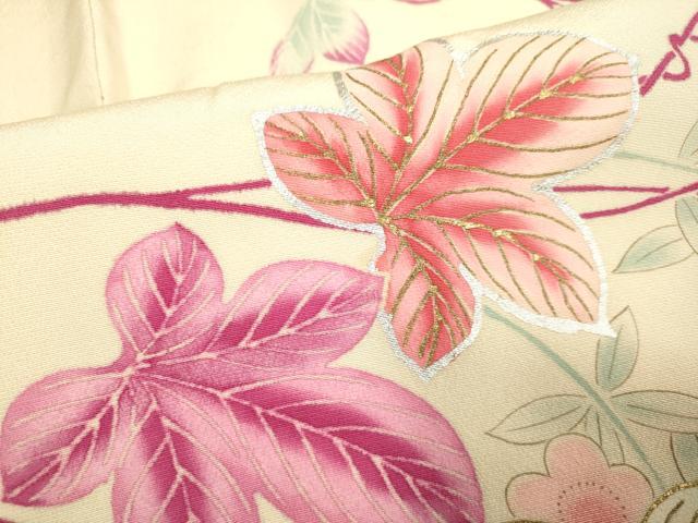 平和屋着物■訪問着 刺繍 草葉文 金銀糸 正絹 逸品 DABE9542du