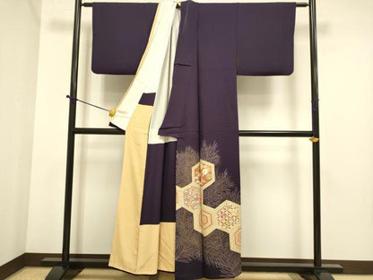 平和屋着物■豪華色留袖 刺繍 宝尽くし亀甲花文 金彩 正絹 逸品 DABE9545du