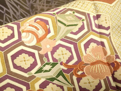 平和屋着物■豪華色留袖 刺繍 宝尽くし亀甲花文 金彩 正絹 逸品 DABE9545du