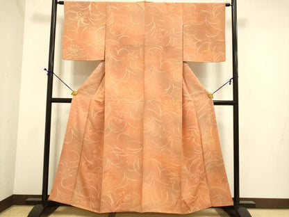 平和屋着物■上質な小紋 草葉文 地紋起こし 暈し染め 正絹 逸品 DABE9547du