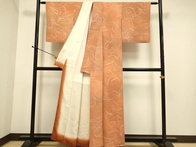 平和屋着物■上質な小紋 草葉文 地紋起こし 暈し染め 正絹 逸品 DABE9547du