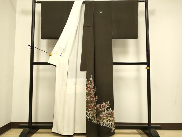 平和屋着物■豪華黒留袖 総刺繍 流水花文 金糸 正絹 逸品 DABE9549du