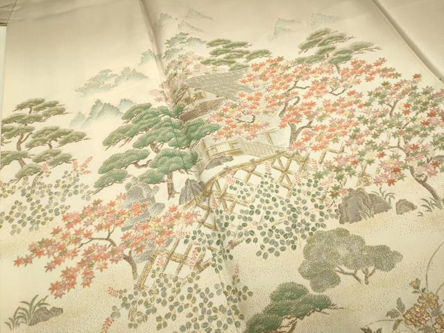 平和屋着物■豪華色留袖 寿光織 風景文 暈し染め 金糸 正絹 逸品 DABE9550du