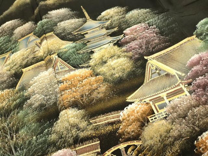 平和屋着物■豪華黒留袖 風景文 金彩 正絹 逸品 DABE9552du