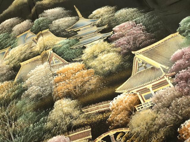 平和屋着物■豪華黒留袖 風景文 金彩 正絹 逸品 DABE9552du