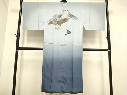 平和屋着物■男性 長襦袢 袷 一富士二鷹三茄子 暈し染め 正絹 逸品 DABE9553du