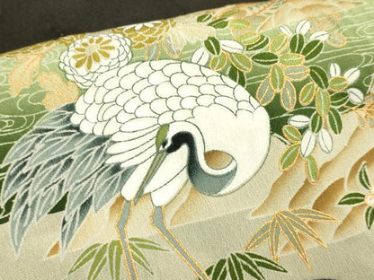 平和屋着物■豪華黒留袖 駒刺繍 群鶴花文 松竹梅 金彩 正絹 逸品 DABE9563du