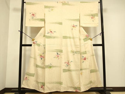 平和屋着物■上質な小紋 草花文 正絹 逸品 DABE9566du