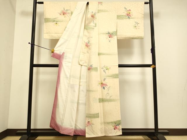 平和屋着物■上質な小紋 草花文 正絹 逸品 DABE9566du