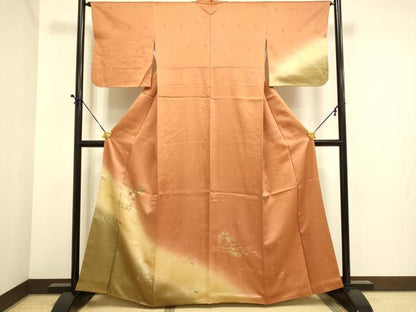 平和屋着物■訪問着 刺繍 草花文 暈し染め 金彩 正絹 逸品 DABE9568du
