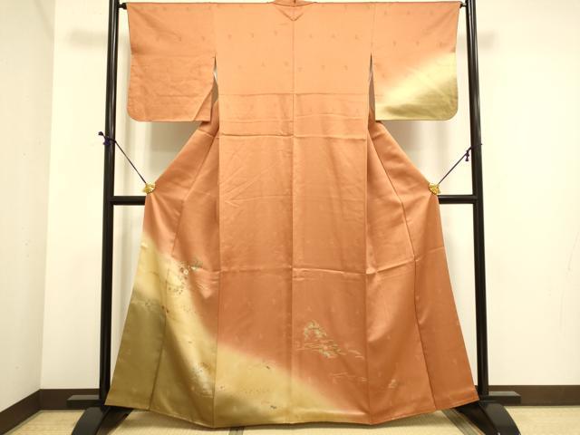平和屋着物■訪問着 刺繍 草花文 暈し染め 金彩 正絹 逸品 DABE9568du