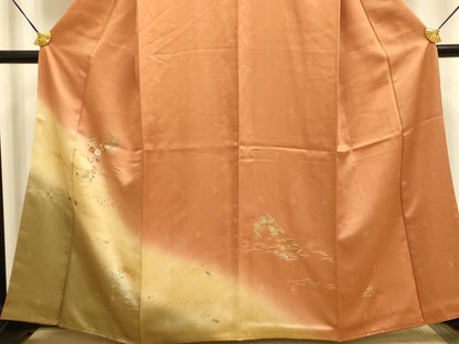 平和屋着物■訪問着 刺繍 草花文 暈し染め 金彩 正絹 逸品 DABE9568du