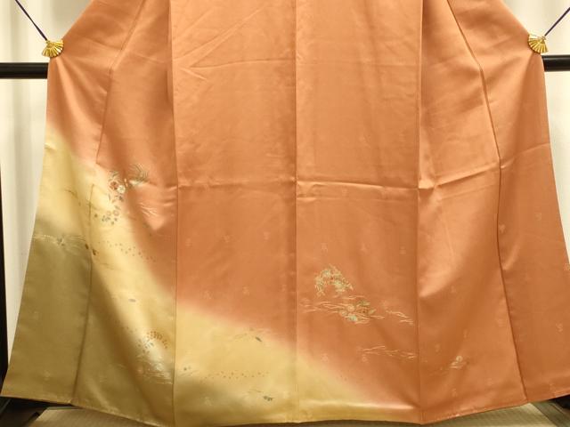 平和屋着物■訪問着 刺繍 草花文 暈し染め 金彩 正絹 逸品 DABE9568du
