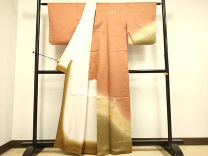 平和屋着物■訪問着 刺繍 草花文 暈し染め 金彩 正絹 逸品 DABE9568du