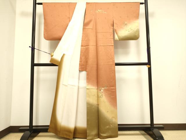 平和屋着物■訪問着 刺繍 草花文 暈し染め 金彩 正絹 逸品 DABE9568du