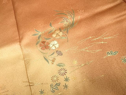 平和屋着物■訪問着 刺繍 草花文 暈し染め 金彩 正絹 逸品 DABE9568du