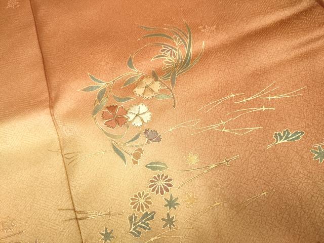 平和屋着物■訪問着 刺繍 草花文 暈し染め 金彩 正絹 逸品 DABE9568du