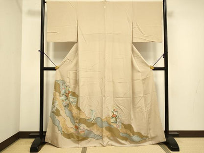 平和屋着物■豪華色留袖 駒刺繍 吉祥花鳥文 金彩 正絹 逸品 DABE9569du