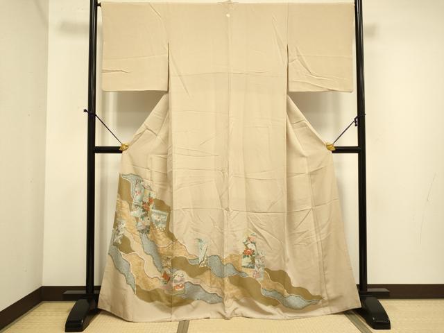 平和屋着物■豪華色留袖 駒刺繍 吉祥花鳥文 金彩 正絹 逸品 DABE9569du