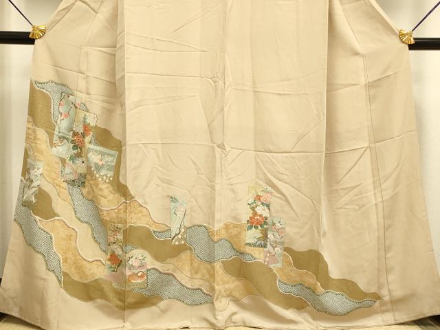 平和屋着物■豪華色留袖 駒刺繍 吉祥花鳥文 金彩 正絹 逸品 DABE9569du