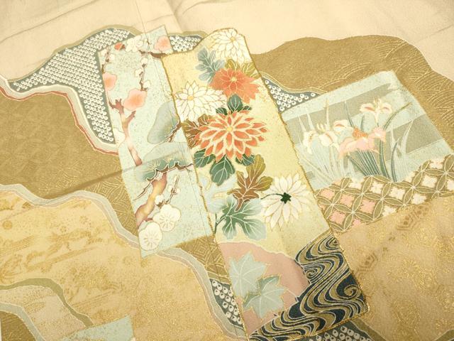 平和屋着物■豪華色留袖 駒刺繍 吉祥花鳥文 金彩 正絹 逸品 DABE9569du