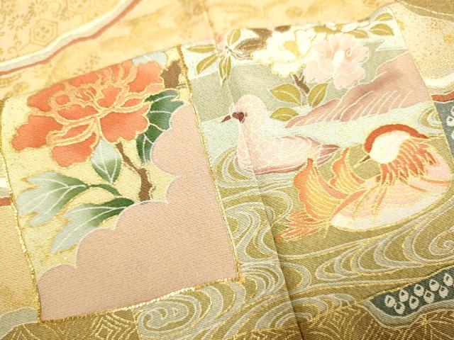 平和屋着物■豪華色留袖 駒刺繍 吉祥花鳥文 金彩 正絹 逸品 DABE9569du
