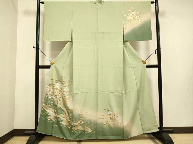 平和屋着物■訪問着 風景花文 暈し染め 金銀彩 正絹 逸品 DABE9584du