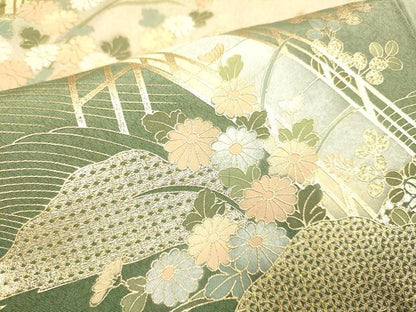 平和屋着物■訪問着 風景花文 暈し染め 金銀彩 正絹 逸品 DABE9584du