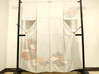 平和屋着物■訪問着 絞り 刺繍 雲取花唐草文 金彩 正絹 逸品 DABE9585du