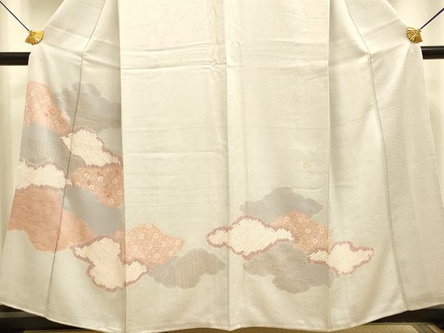 平和屋着物■訪問着 絞り 刺繍 雲取花唐草文 金彩 正絹 逸品 DABE9585du