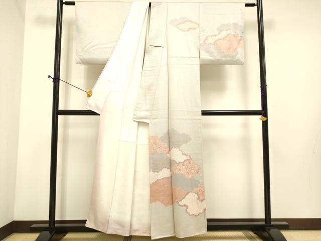 平和屋着物■訪問着 絞り 刺繍 雲取花唐草文 金彩 正絹 逸品 DABE9585du