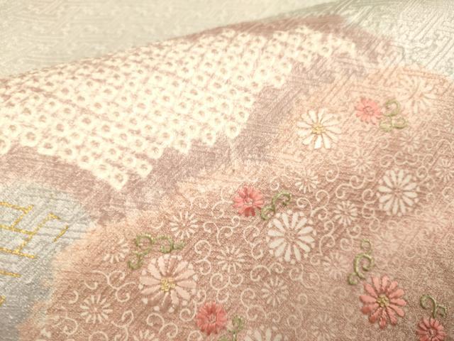 平和屋着物■訪問着 絞り 刺繍 雲取花唐草文 金彩 正絹 逸品 DABE9585du