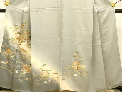 平和屋着物■訪問着 風景花文 暈し染め 金彩 正絹 逸品 DABE9586du