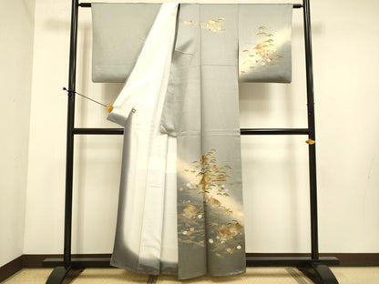 平和屋着物■訪問着 風景花文 暈し染め 金彩 正絹 逸品 DABE9586du