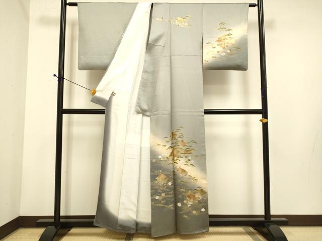 平和屋着物■訪問着 風景花文 暈し染め 金彩 正絹 逸品 DABE9586du