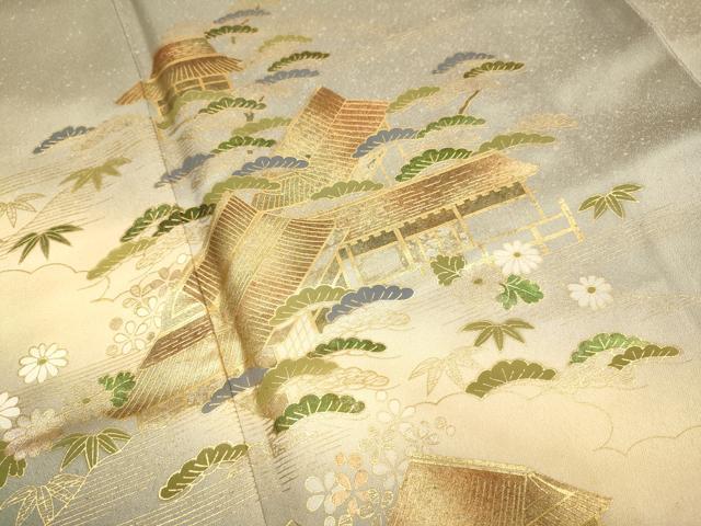 平和屋着物■訪問着 風景花文 暈し染め 金彩 正絹 逸品 DABE9586du
