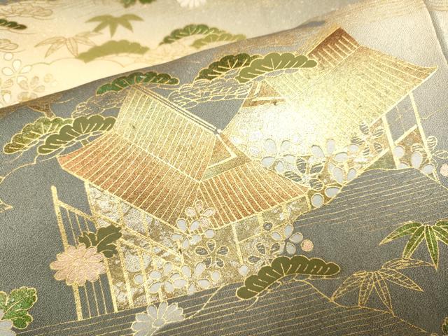平和屋着物■訪問着 風景花文 暈し染め 金彩 正絹 逸品 DABE9586du