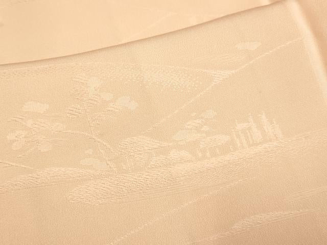 平和屋着物■上質な色無地 風景文 赤香色 正絹 逸品 DABE9587du