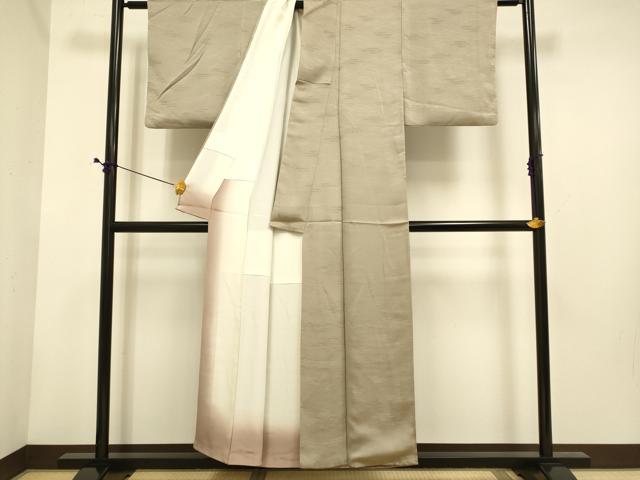 平和屋着物■上質な色無地 エ霞芝地紋 樺茶色 正絹 逸品 DABE9589du