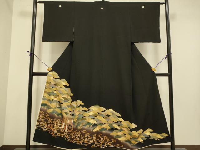 平和屋着物■豪華黒留袖 流水御所車松文 暈し染め 金彩 正絹 逸品 DABE9590du