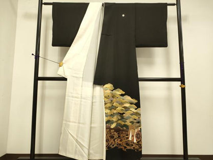 平和屋着物■豪華黒留袖 流水御所車松文 暈し染め 金彩 正絹 逸品 DABE9590du