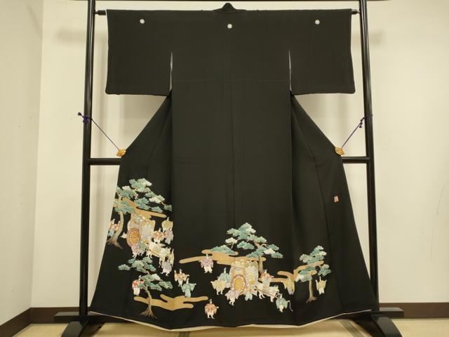平和屋着物■豪華黒留袖 作家物 御所車人物文 金彩 正絹 逸品 DABE9594du