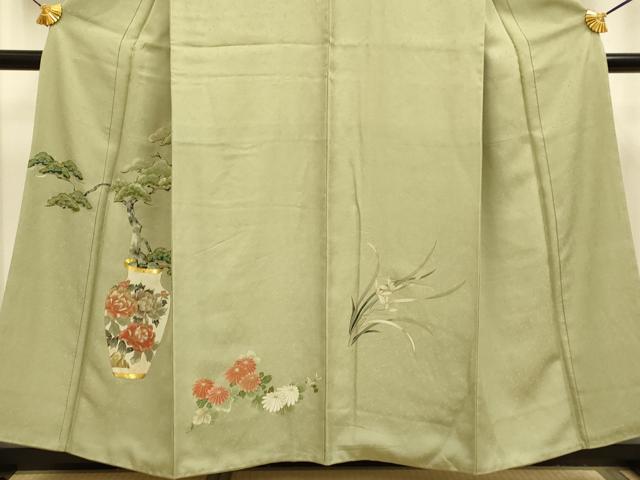 平和屋着物■訪問着 駒刺繍 陶器花松文 金彩 正絹 逸品 DABE9595du