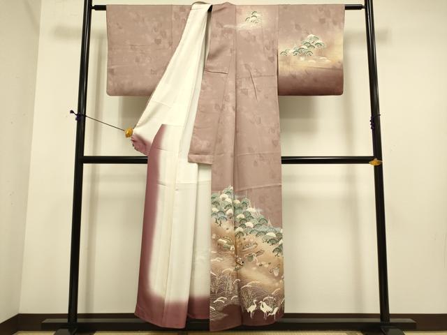 平和屋着物■訪問着 風景群鶴文 暈し染め 金彩 正絹 逸品 DABE9596du