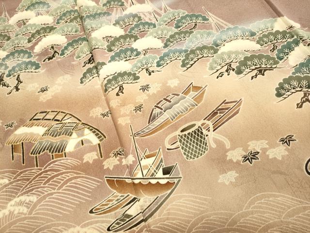 平和屋着物■訪問着 風景群鶴文 暈し染め 金彩 正絹 逸品 DABE9596du