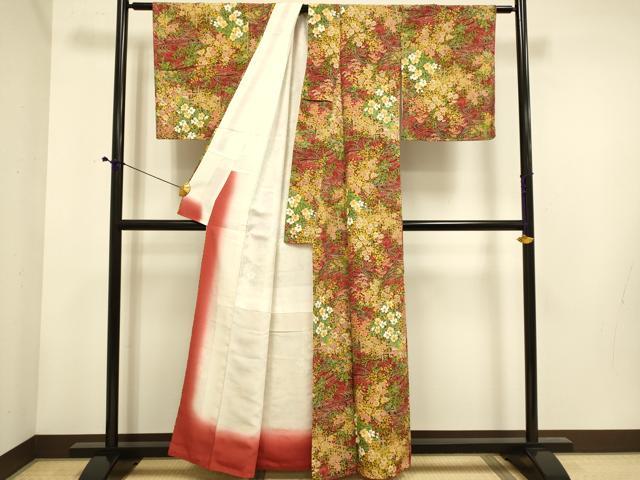 平和屋着物■上質な小紋 草花文 正絹 逸品 未使用 DABE9597du