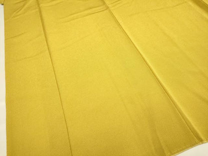 平和屋着物●上質な色無地　黄金色　鬼しぼ縮緬　正絹　逸品　DABE9600du