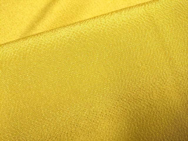平和屋着物●上質な色無地　黄金色　鬼しぼ縮緬　正絹　逸品　DABE9600du